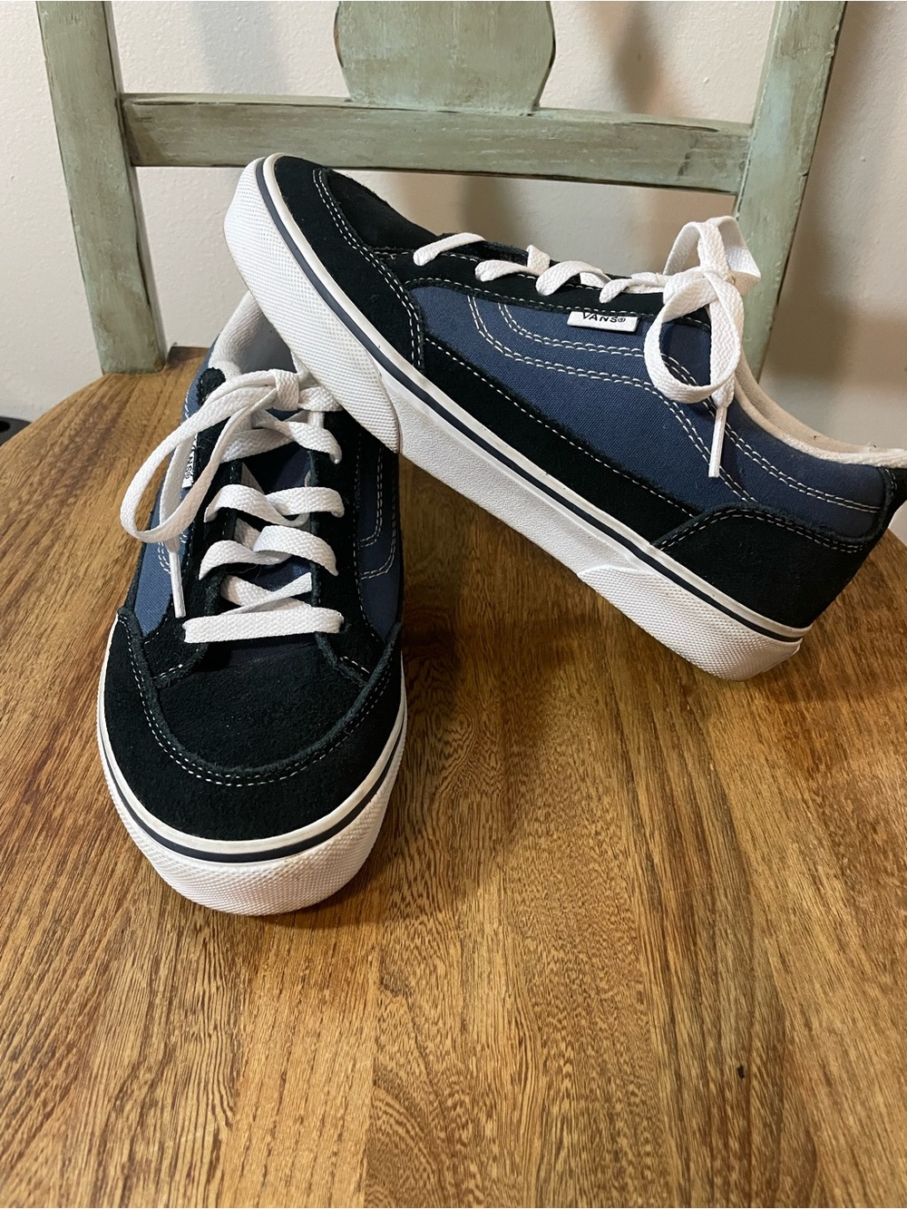 Vans Bearcat Low Top Lace-Up Sneakers in Black & Navy Blue